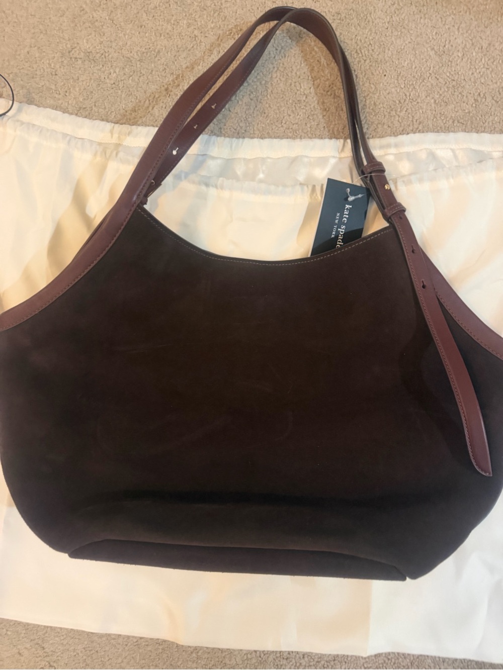 kate spade Brown Suede tulip tote NWT